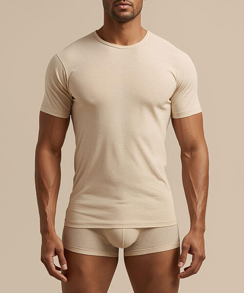 Crew neck cotton undershirts manufactured for basics brands